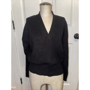 Modern Citizen Marlowe Sweater in Black Size L Large Ribbed Long Sleeve Wrap
